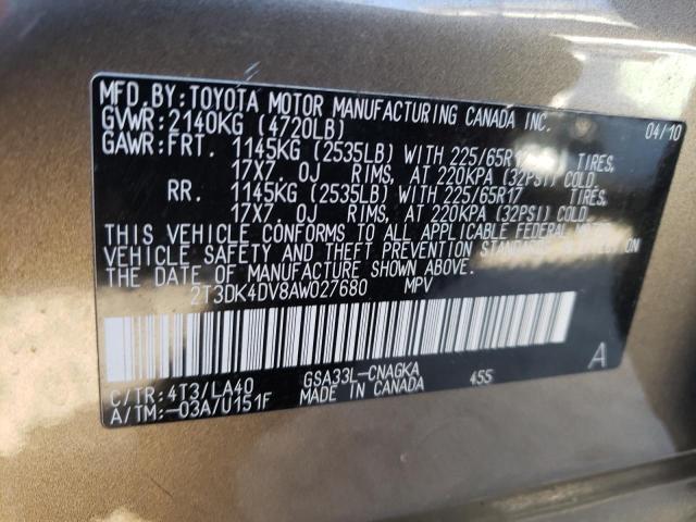 Photo 10 from auction – 2010 TOYOTA RAV4 LIMIT with VIN 2T3DK4DV8AW027680