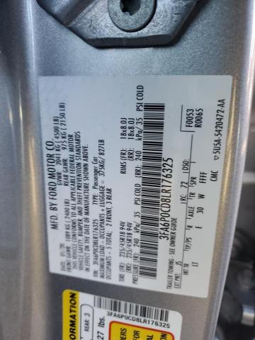 Photo 10 from auction – 2020 FORD FUSION SEL with VIN 3FA6P0CD8LR176325