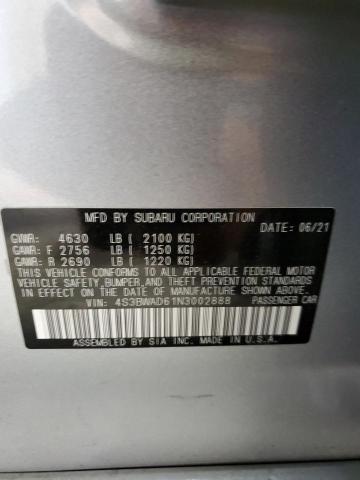 Photo 10 from auction – 2022 SUBARU LEGACY PRE with VIN 4S3BWAD61N3002888
