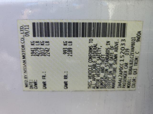 Photo 10 from auction – 2012 NISSAN ALTIMA BAS with VIN 1N4AL2AP0CC152033