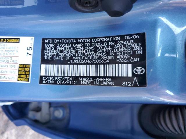 Photo 10 from auction – 2006 TOYOTA PRIUS with VIN JTDKB22U467506624