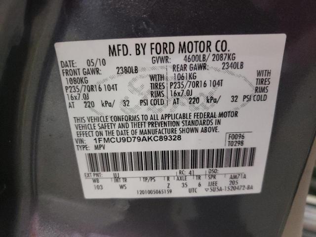 Photo 10 from auction – 2010 FORD ESCAPE XLT with VIN 1FMCU9D79AKC89328