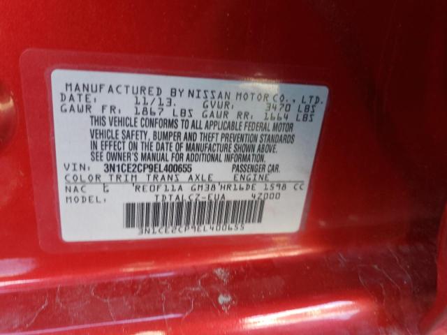 Photo 10 from auction – 2014 NISSAN VERSA with VIN 3N1CE2CP9EL400655