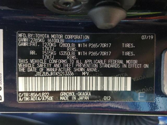 Photo 10 from auction – 2019 TOYOTA 4RUNNER SR with VIN JTEZU5JR1K5213336