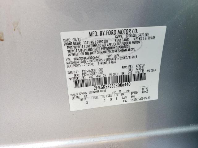 Photo 10 from auction – 2012 FORD FLEX SE with VIN 2FMGK5BC6CBD06440