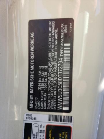 Photo 10 from auction – 2013 MINI COOPER with VIN WMWSU3C58DT373794
