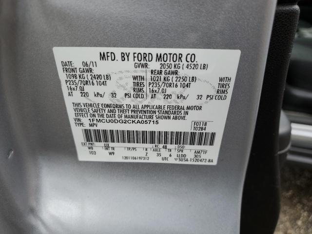 Photo 10 from auction – 2012 FORD ESCAPE XLT with VIN 1FMCU0DG2CKA05715