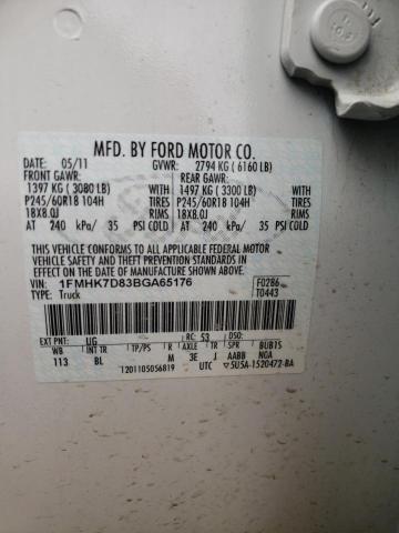 Photo 10 from auction – 2011 FORD EXPLORER X with VIN 1FMHK7D83BGA65176