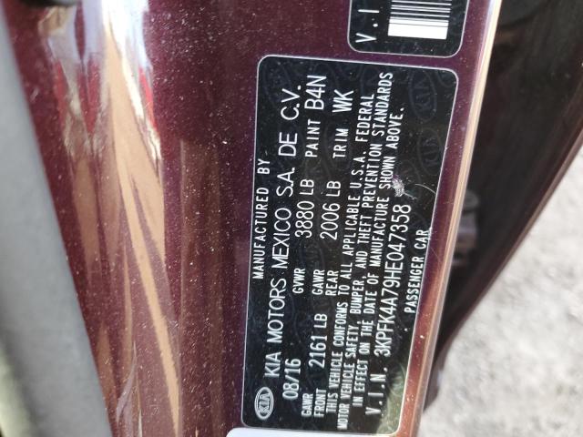 Photo 10 from auction – 2017 KIA FORTE LX with VIN 3KPFK4A79HE047358