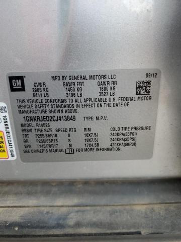 Photo 10 from auction – 2012 CHEVROLET TRAVERSE L with VIN 1GNKRJED2CJ413849