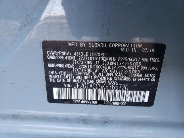 Photo 10 from auction – 2019 SUBARU CROSSTREK with VIN JF2GTACC5KH365720