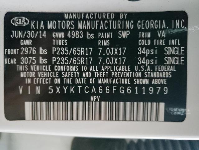 Photo 10 from auction – 2015 KIA SORENTO LX with VIN 5XYKTCA66FG611979