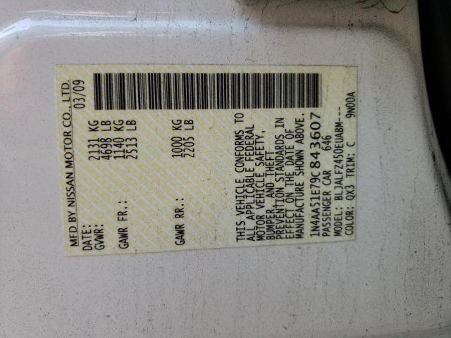 Photo 10 from auction – 2009 NISSAN MAXIMA S with VIN 1N4AA51E79C843607