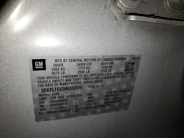 Photo 10 from auction – 2017 GMC TERRAIN SL with VIN 2GKFLTEK5H6332018