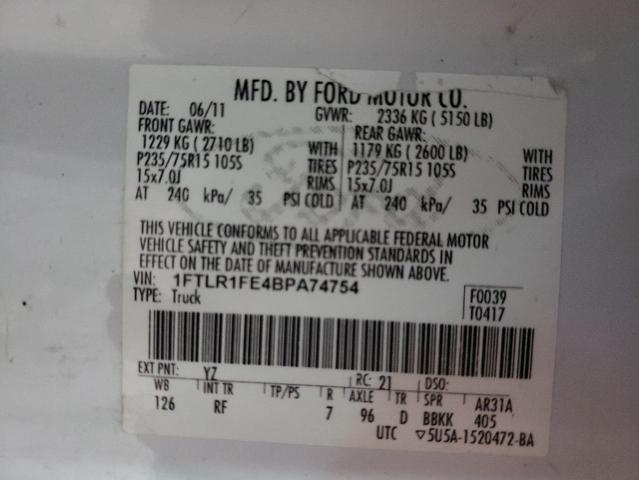 Photo 10 from auction – 2011 FORD RANGER SUP with VIN 1FTLR1FE4BPA74754