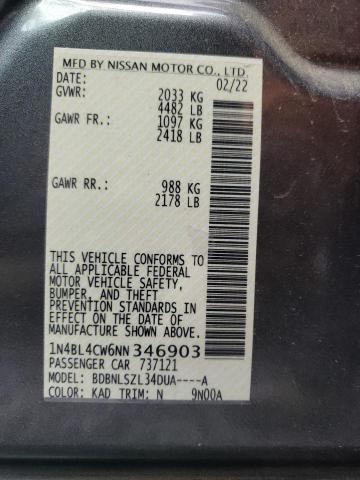 Photo 10 from auction – 2022 NISSAN ALTIMA with VIN 1N4BL4CW6NN346903