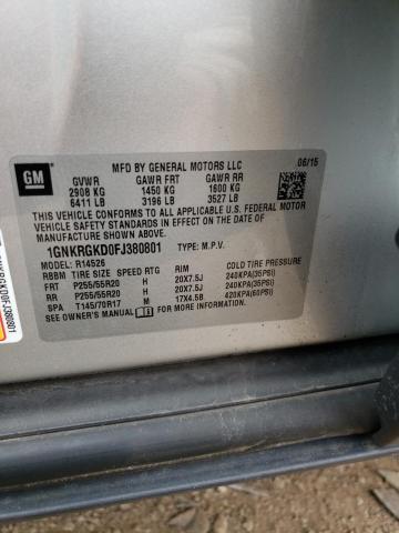 Photo 10 from auction – 2015 CHEVROLET TRAVERSE L with VIN 1GNKRGKD0FJ380801