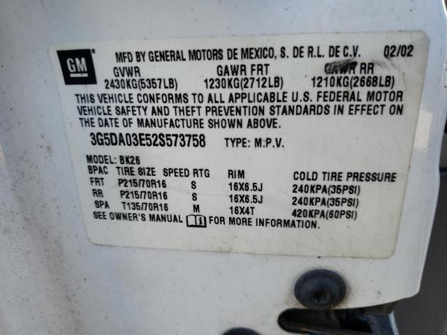 Photo 10 from auction – 2002 BUICK RENDEZVOUS with VIN 3G5DA03E52S573758