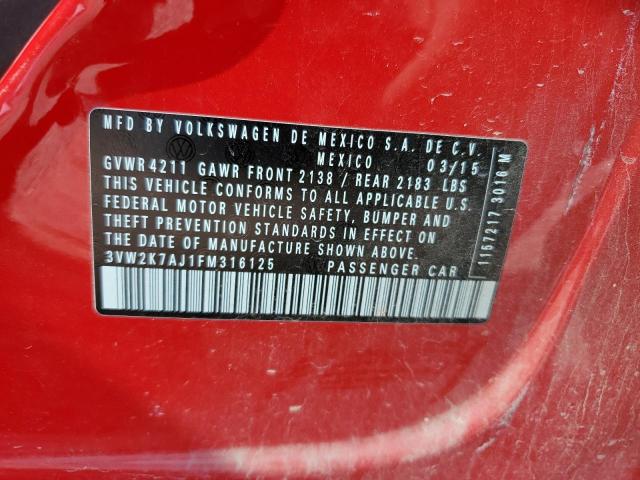 Photo 10 from auction – 2015 VOLKSWAGEN JETTA BASE with VIN 3VW2K7AJ1FM316125
