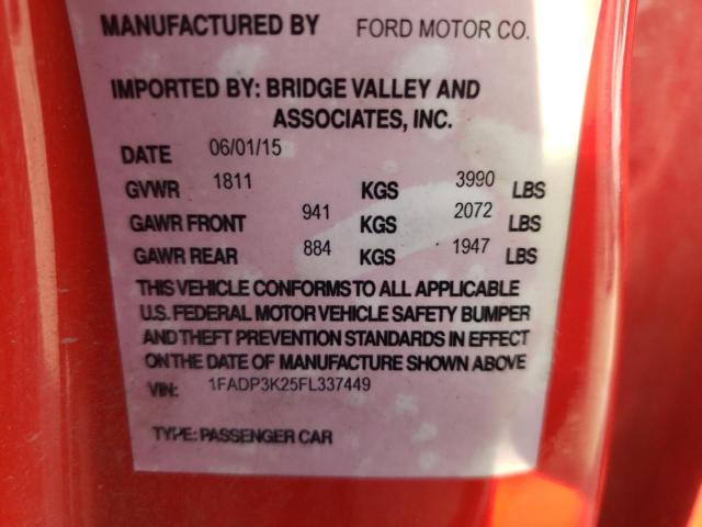 Photo 10 from auction – 2015 FORD FOCUS SE with VIN 1FADP3K25FL337449