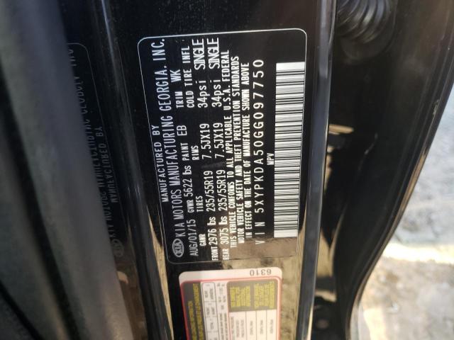 Photo 10 from auction – 2016 KIA SORENTO SX with VIN 5XYPKDA50GG097750