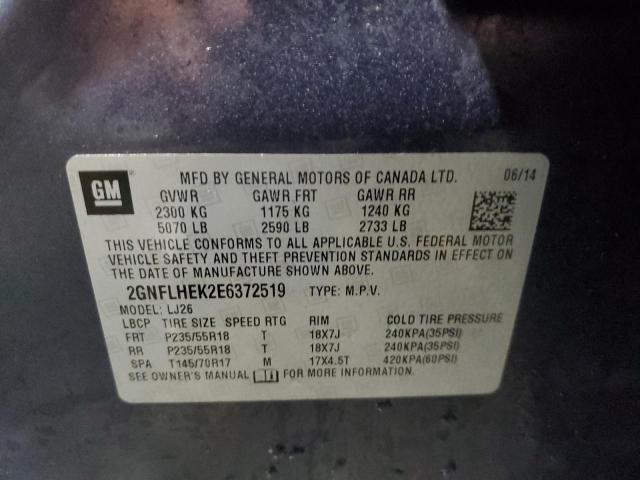 Photo 10 from auction – 2014 CHEVROLET EQUINOX LT with VIN 2GNFLHEK2E6372519