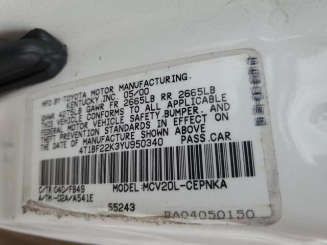 Photo 10 from auction – 2000 TOYOTA CAMRY LE with VIN 4T1BF22K3YU950340