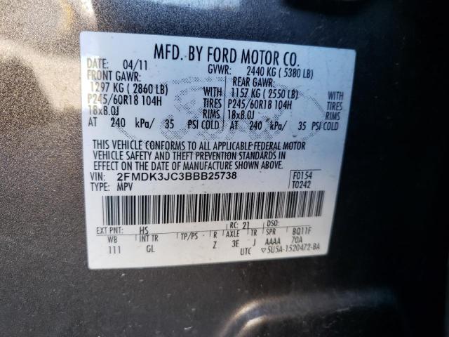 Photo 10 from auction – 2011 FORD EDGE SEL with VIN 2FMDK3JC3BBB25738