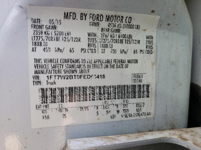 Photo 10 from auction – 2015 FORD F250 SUPER with VIN 1FT7W2BT0FED65418