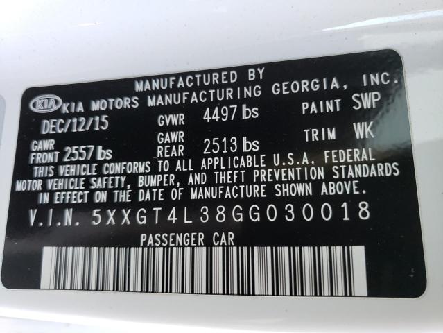 Photo 10 from auction – 2016 KIA OPTIMA LX with VIN 5XXGT4L38GG030018