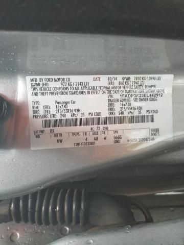 Photo 10 from auction – 2014 FORD FOCUS SE with VIN 1FADP3K23EL442912