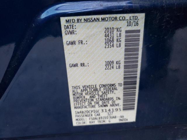 Photo 10 from auction – 2016 NISSAN LEAF with VIN 1N4BZ0CP1GC314195