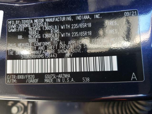 Photo 10 from auction – 2021 TOYOTA HIGHLANDER with VIN 5TDBZRBHXMS156443
