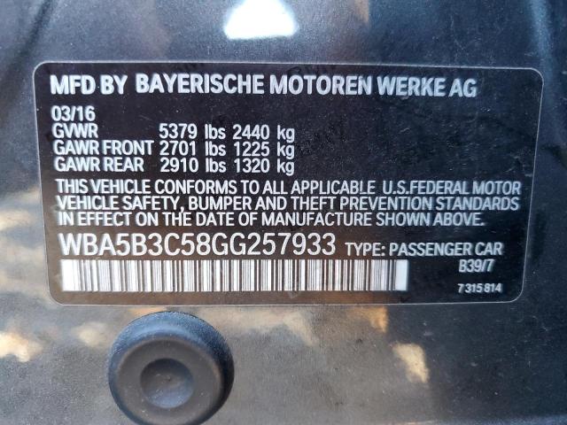 Photo 10 from auction – 2016 BMW 535 XI with VIN WBA5B3C58GG257933