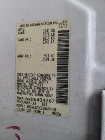 Photo 10 from auction – 2012 NISSAN ALTIMA BAS with VIN 1N4AL2AP9CN404267