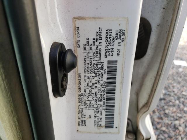 صورة رقم 10 من المزاد - 2004 TOYOTA 4RUNNER SR مع VIN JTEBU14R740042243