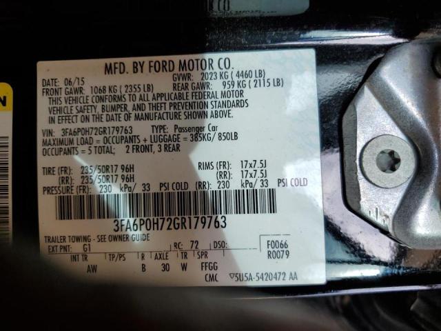 Photo 10 from auction – 2016 FORD FUSION SE with VIN 3FA6P0H72GR179763