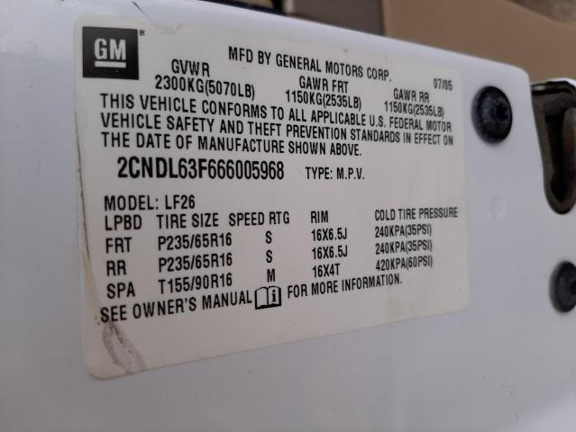 Photo 10 from auction – 2006 CHEVROLET EQUINOX LT with VIN 2CNDL63F666005968