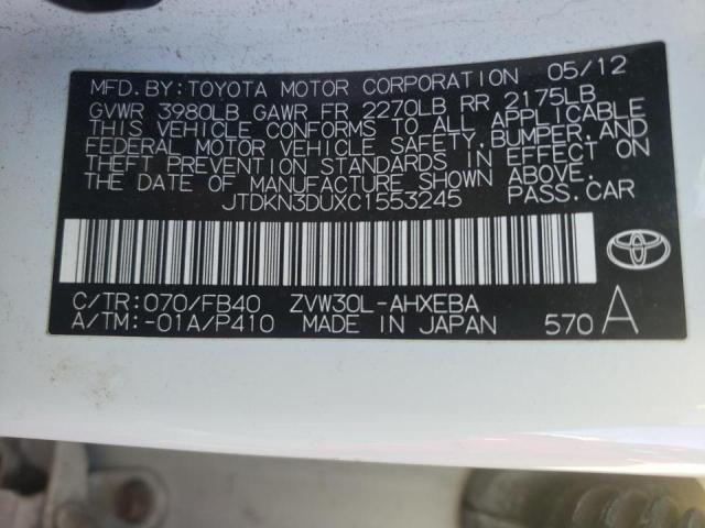 Photo 10 from auction – 2012 TOYOTA PRIUS with VIN JTDKN3DUXC1553245