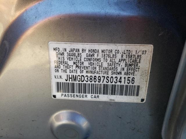 Photo 10 from auction – 2007 HONDA FIT with VIN JHMGD38697S034156