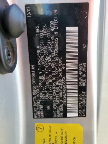Photo 10 from auction – 2008 TOYOTA HIGHLANDER with VIN JTEES42A482033334