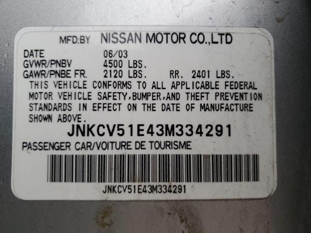 Photo 10 from auction – 2003 INFINITI G35 with VIN JNKCV51E43M334291
