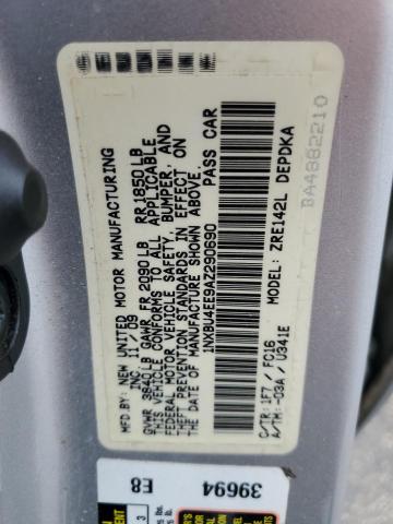Photo 10 from auction – 2010 TOYOTA COROLLA BA with VIN 1NXBU4EE9AZ290690