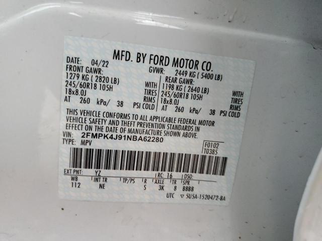 صورة رقم 10 من المزاد - 2022 FORD EDGE SEL مع VIN 2FMPK4J91NBA62280