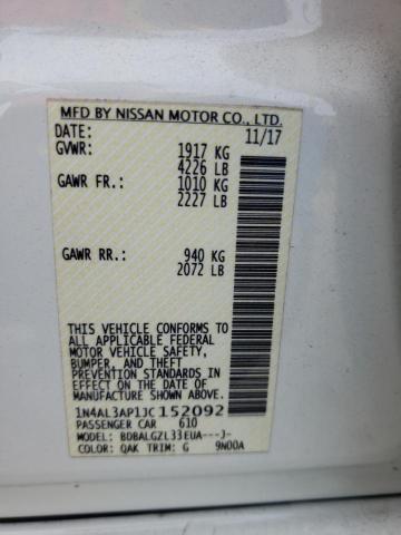 Photo 10 from auction – 2018 NISSAN ALTIMA 2.5 with VIN 1N4AL3AP1JC152092