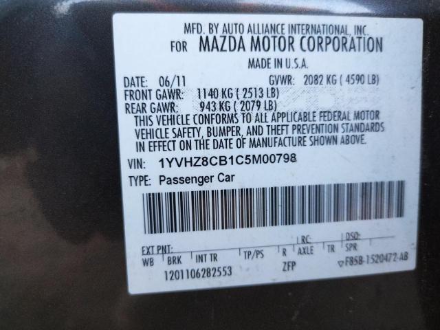 Photo 10 from auction – 2012 MAZDA 6 S with VIN 1YVHZ8CB1C5M00798
