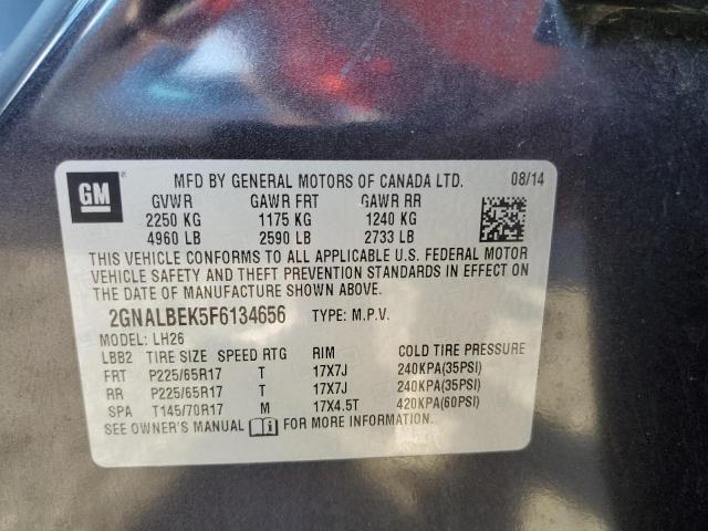 Photo 10 from auction – 2015 CHEVROLET EQUINOX LT with VIN 2GNALBEK5F6134656