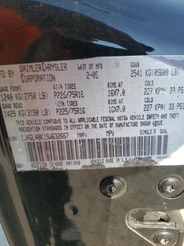 Photo 10 from auction – 2005 JEEP LIBERTY SP with VIN 1J4GL48K15W632667