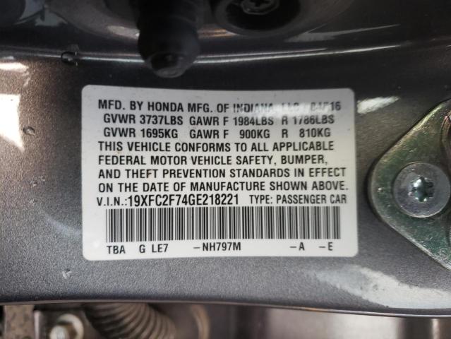 Photo 10 from auction – 2016 HONDA CIVIC EX with VIN 19XFC2F74GE218221