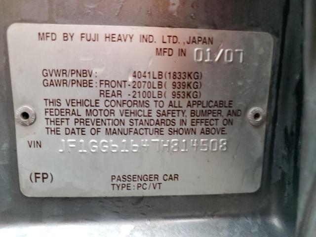 Photo 10 from auction – 2007 SUBARU IMPREZA 2. with VIN JF1GG61647H814508